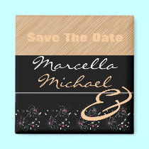 Black &  Tan Save The Date magnets