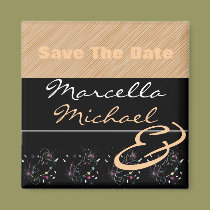 Black &  Tan Save The Date magnets