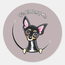 Black Tan Smooth Chihuahua IAAM Round Stickers