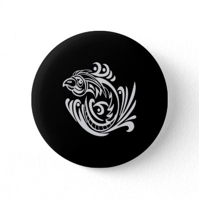 Black Tattoo Tribal Bird Pinback Buttons by WhiteTiger_LLC
