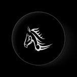 Black Tattoo Tribal Horse Pinback Buttons