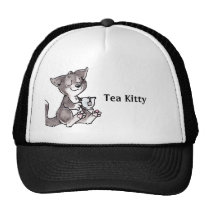 Black Tea Kitty with Text hats