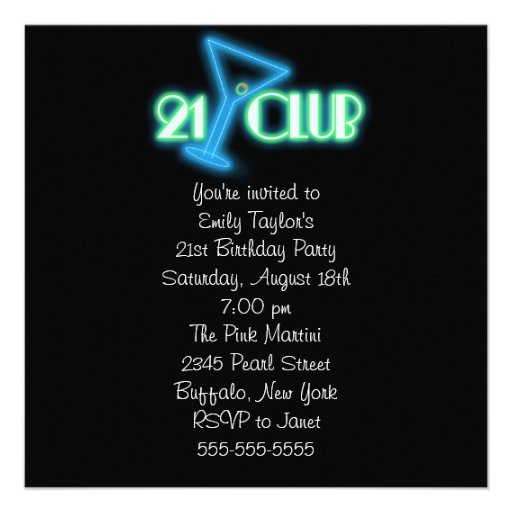 Black Teal Blue Balloons Girls Black 21st Birthday Custom Invitations