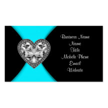 Black Teal Blue Heart Business Card