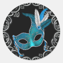 Black Teal Blue Masquerade Party Stickers