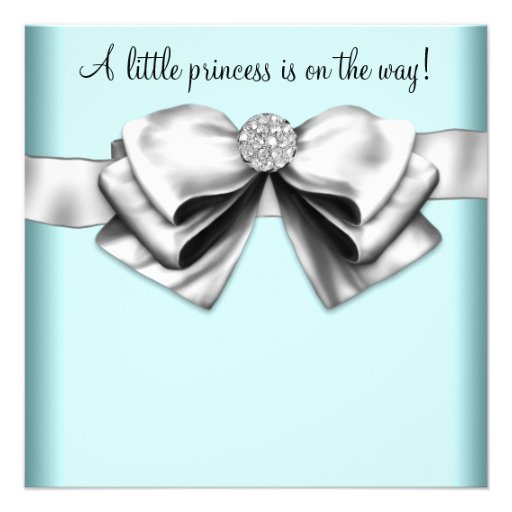 Black Teal Blue Princess Baby Shower Custom Invitations