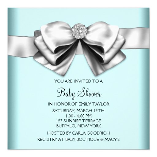 Black Teal Blue Princess Baby Shower Custom Invitations