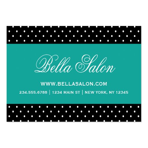 Black & Teal Cute Modern Polka Dots Business Card