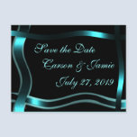 Black & Teal Save-the-Date Invitation customize postcards
