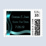 Black & Teal Save-the-Date Stamp customize
