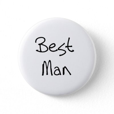 Black Text Best Man Pinback Button