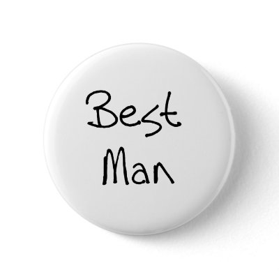 Black Text Best Man Pinback Button