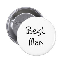 Black Text Best Man Pinback Button