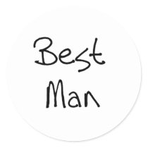 Black Text Best Man Round Sticker