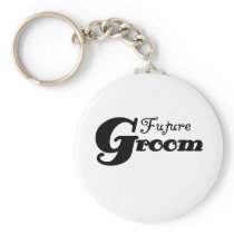 Black Text Future Groom Keychains