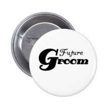 Black Text Future Groom Pinback Buttons