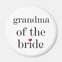Black Text Grandma of the Bride Magnet
