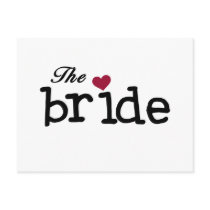 Black Text The Bride Tshirts and Gifts Postcards