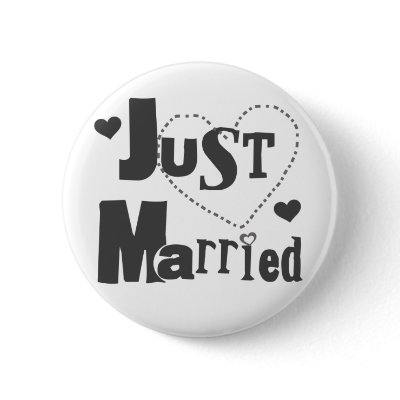 Black Text with Heart Just Married Button