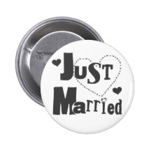 Black Text with Heart Just Married Button