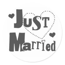 Black Text with Heart Just Married stickers