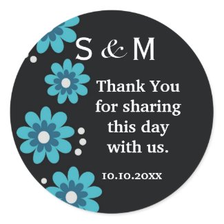 Black Thank You Monogram Wedding Stickers sticker