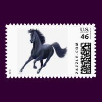 Black Thoroughbred Horse Galloping Postage postage by twopurringcats Black Thoroughbred Horse Galloping Postage postage