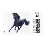 Black Thoroughbred Horse Galloping Postage