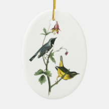 Black-throated Blue Warbler, John Audubon Christmas Tree Ornaments