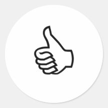 Black Thumbs Up Round Sticker