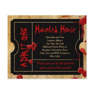 Black Ticket Blood Splatter Haunted House Flyers