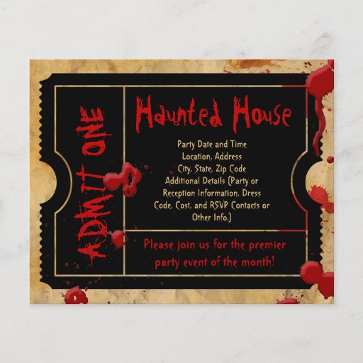 Black Ticket Blood Splatter Haunted House Flyers Zazzle