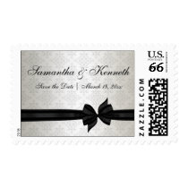 Black Tie and Ivory Damask Wedding Postage
