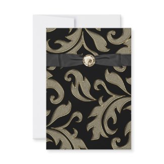 Black Tie Black Gold Damask Party Invitation RSVP invitation