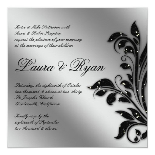 Black Tie Christmas Party Sparkle Silver Custom Invite