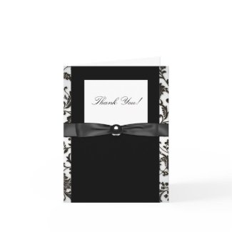 Black Tie Damask Thank You Cards card