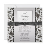 Black Tie Damask Womans 21st Birthday Party Personalized Announcements