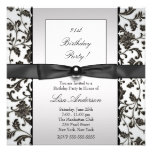 Black Tie Damask Womans 21st Birthday Party Personalized Announcements