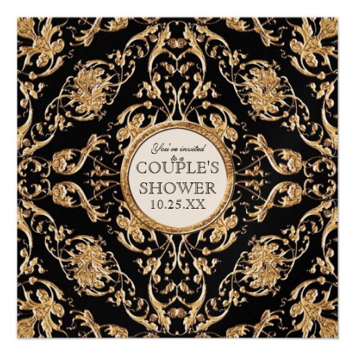 Black Tie Elegance 2, Golden Couples Shower Invite