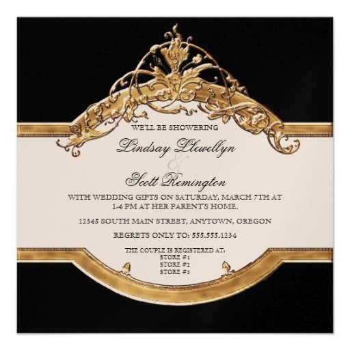 Black Tie Elegance 2, Golden Couples Shower Invite