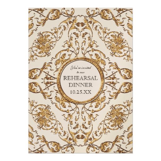 Black Tie Elegance 2, Golden Rehearsal Dinner Custom Announcements
