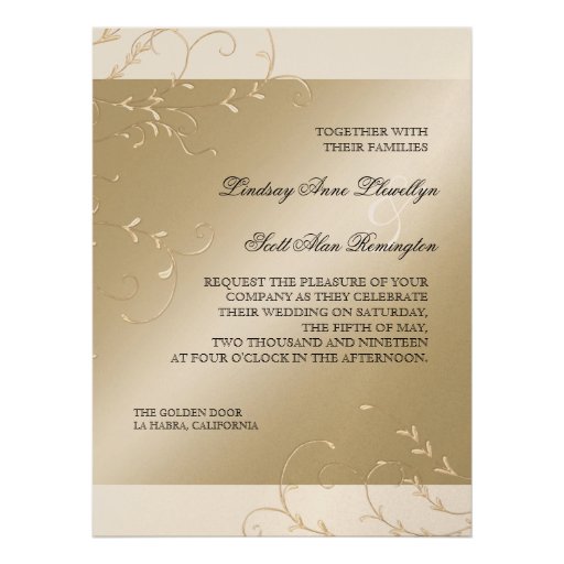 Black Tie Elegance, Champagne Cream Wedding Cards Personalized Invitation
