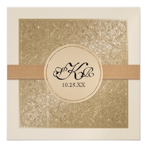 Black Tie Elegance, Champagne Cream Wedding Cards Invitations