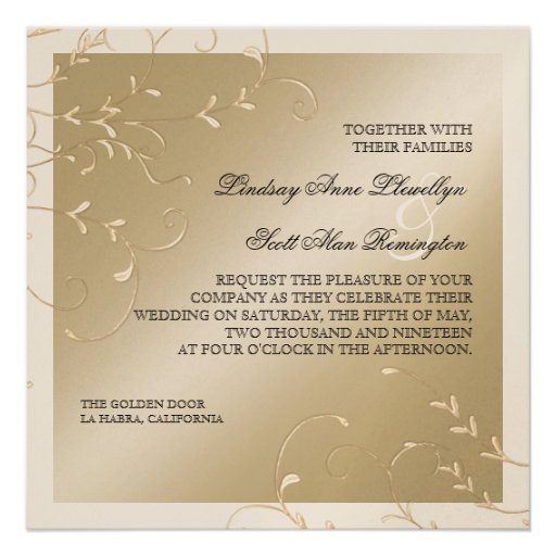 Black Tie Elegance, Champagne Cream Wedding Cards Invitations