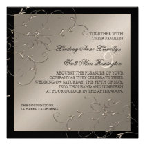Black Tie Elegance, Silver Wedding Invitations