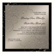 Black Tie Elegance, Silver Wedding Invitations invitations