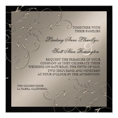 Black Tie Elegance, Silver Wedding Invitations