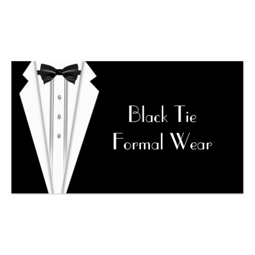 Black Tie Formal White Tuxedo Business Business Cards (front side)