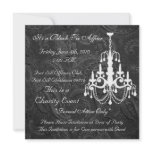 Black Tie party black white invite damask fancy invitations