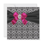Black Tie Party Pink Black Damask Party Invitation